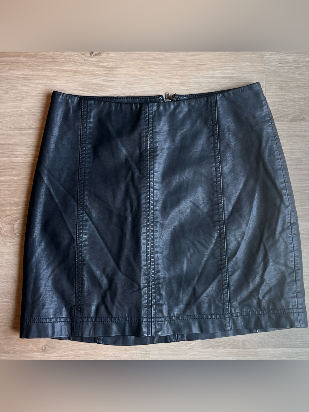 Free People Modern Femme Vegan Leather Mini Skirt Black Size 2
